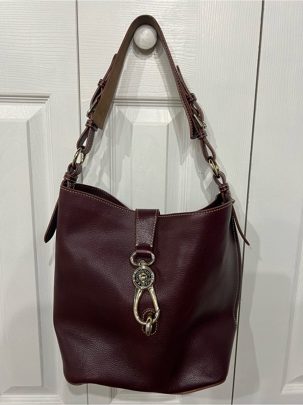 Dooney & Bourke Lily Bucket Bag In Bordeaux Grained Leather